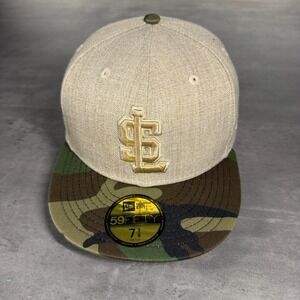 Vintage New Era Salt Lake Bees Hat Khaki Tan Camo RARE Wool Blend Minor Farm
